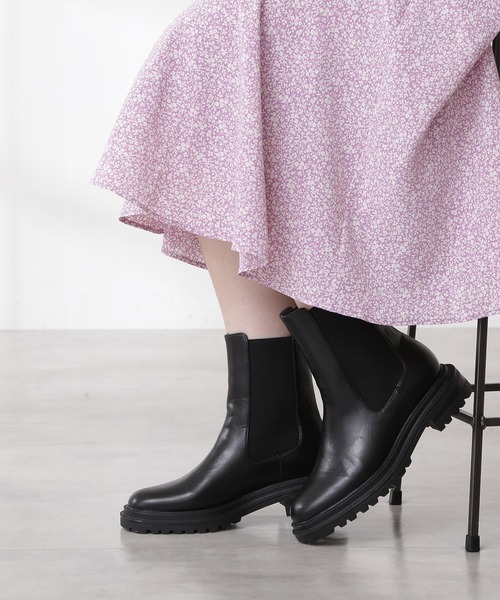 N.（N. Natural Beauty Basic）（エヌエヌナチュラルビューティーベーシック）の「◆サイドゴアミドルブーツ（ブーツ・レディース・ブラック/オフホワイト・MEDIUM/LARGE）」の9枚目の写真