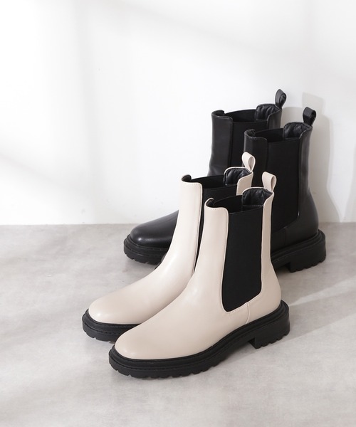 N.（N. Natural Beauty Basic）（エヌエヌナチュラルビューティーベーシック）の「◆サイドゴアミドルブーツ（ブーツ・レディース・ブラック/オフホワイト・MEDIUM/LARGE）」の11枚目の写真