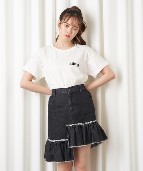 MIIA（ミーア）の「デニムフリンジミニスカート（デニムスカート・レディース・ブラック/インディゴブルー・FREE）」の3枚目の写真