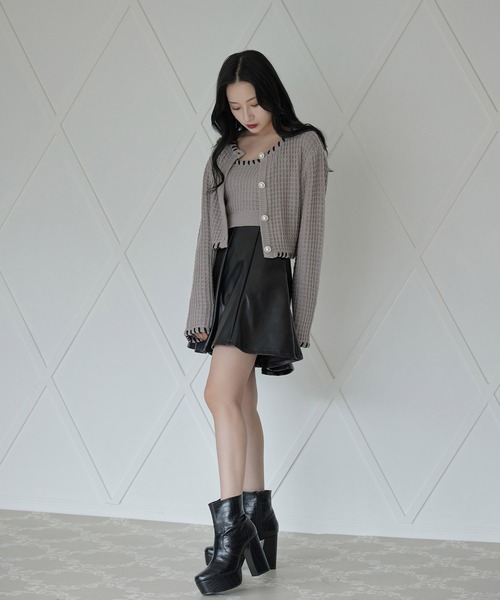 ANDGEEBEE（アンジービー）の「コードニットカーディガン（ニット/セーター・レディース・ブラック/スモークピンク・MEDIUM）」の15枚目の写真