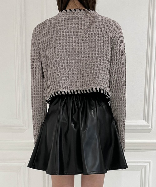 ANDGEEBEE（アンジービー）の「コードニットカーディガン（ニット/セーター・レディース・ブラック/スモークピンク・MEDIUM）」の9枚目の写真