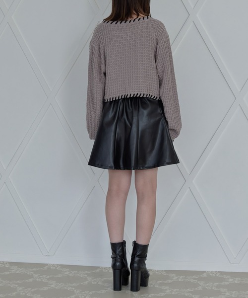 ANDGEEBEE（アンジービー）の「コードニットカーディガン（ニット/セーター・レディース・ブラック/スモークピンク・MEDIUM）」の20枚目の写真