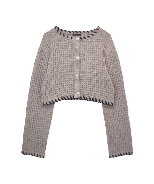 ANDGEEBEE（アンジービー）の「コードニットカーディガン（ニット/セーター・レディース・ブラック/スモークピンク・MEDIUM）」の12枚目の写真