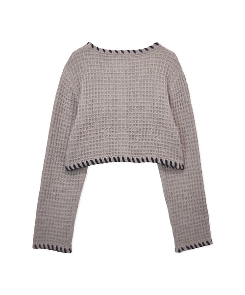 ANDGEEBEE（アンジービー）の「コードニットカーディガン（ニット/セーター・レディース・ブラック/スモークピンク・MEDIUM）」の14枚目の写真