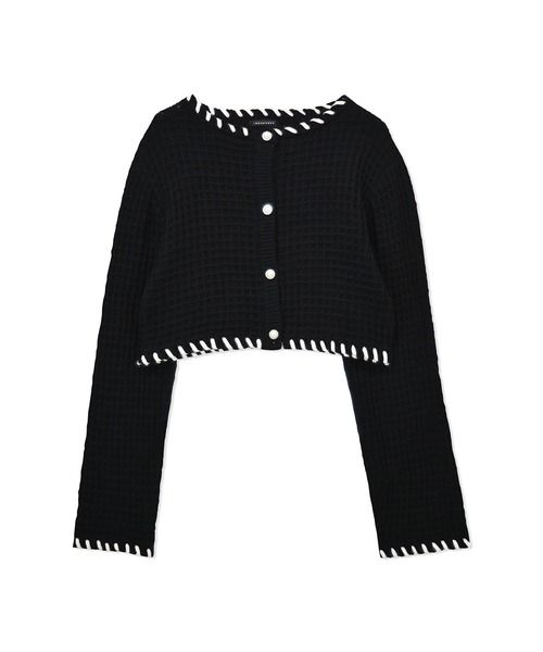 ANDGEEBEE（アンジービー）の「コードニットカーディガン（ニット/セーター・レディース・ブラック/スモークピンク・MEDIUM）」の18枚目の写真