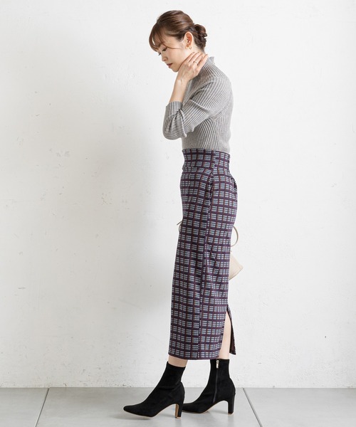 prose verse（プロズヴェール）の「チェックハイウエストナロースカート（スカート・レディース・ネイビー/グリーン・FREE）」の6枚目の写真