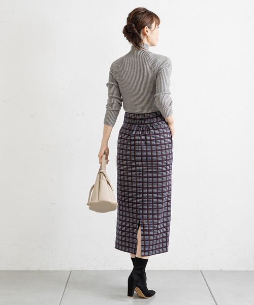 prose verse（プロズヴェール）の「チェックハイウエストナロースカート（スカート・レディース・ネイビー/グリーン・FREE）」の7枚目の写真