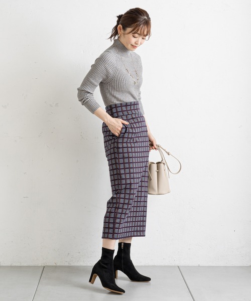 prose verse（プロズヴェール）の「チェックハイウエストナロースカート（スカート・レディース・ネイビー/グリーン・FREE）」の8枚目の写真