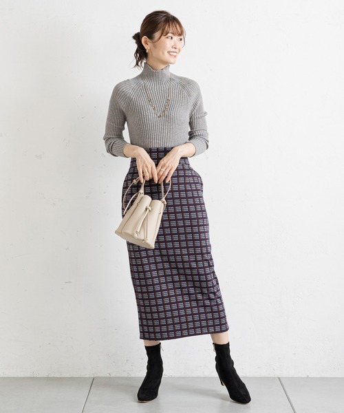 prose verse（プロズヴェール）の「チェックハイウエストナロースカート（スカート・レディース・ネイビー/グリーン・FREE）」の10枚目の写真