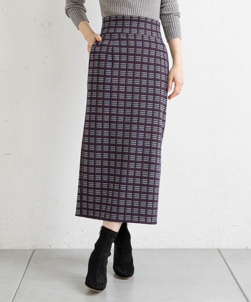 prose verse（プロズヴェール）の「チェックハイウエストナロースカート（スカート・レディース・ネイビー/グリーン・FREE）」の11枚目の写真