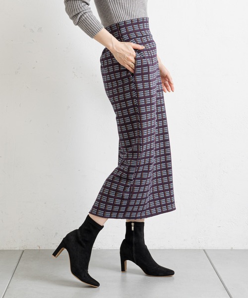 prose verse（プロズヴェール）の「チェックハイウエストナロースカート（スカート・レディース・ネイビー/グリーン・FREE）」の15枚目の写真