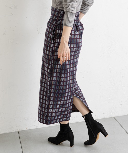 prose verse（プロズヴェール）の「チェックハイウエストナロースカート（スカート・レディース・ネイビー/グリーン・FREE）」の17枚目の写真