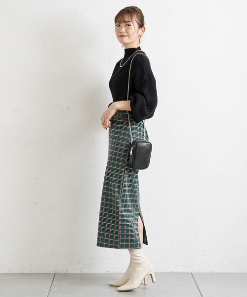 prose verse（プロズヴェール）の「チェックハイウエストナロースカート（スカート・レディース・ネイビー/グリーン・FREE）」の20枚目の写真