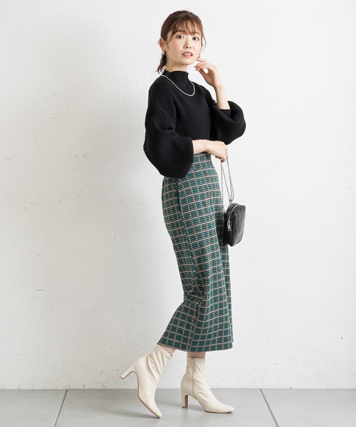 prose verse（プロズヴェール）の「チェックハイウエストナロースカート（スカート・レディース・ネイビー/グリーン・FREE）」の22枚目の写真