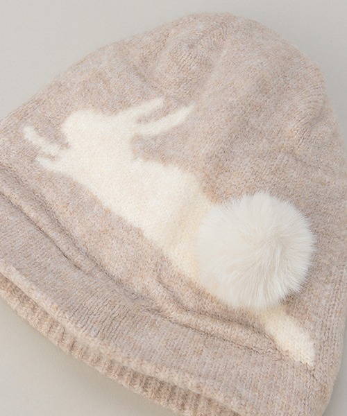 Love&Peace&Money（ラブアンドピースアンドマネー）の「ウサギ帽子（ニットキャップ/ビーニー・キッズ・グレー/ベージュ・L(52-56cm)/M(48-52cm)）」の7枚目の写真