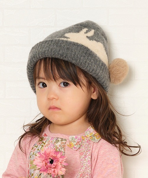 Love&Peace&Money（ラブアンドピースアンドマネー）の「ウサギ帽子（ニットキャップ/ビーニー・キッズ・グレー/ベージュ・L(52-56cm)/M(48-52cm)）」の13枚目の写真