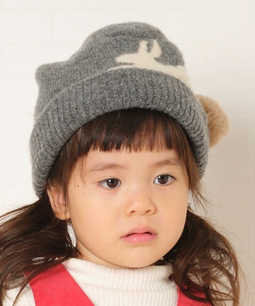 Love&Peace&Money（ラブアンドピースアンドマネー）の「ウサギ帽子（ニットキャップ/ビーニー・キッズ・グレー/ベージュ・L(52-56cm)/M(48-52cm)）」の16枚目の写真