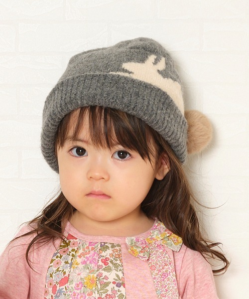 Love&Peace&Money（ラブアンドピースアンドマネー）の「ウサギ帽子（ニットキャップ/ビーニー・キッズ・グレー/ベージュ・L(52-56cm)/M(48-52cm)）」の12枚目の写真