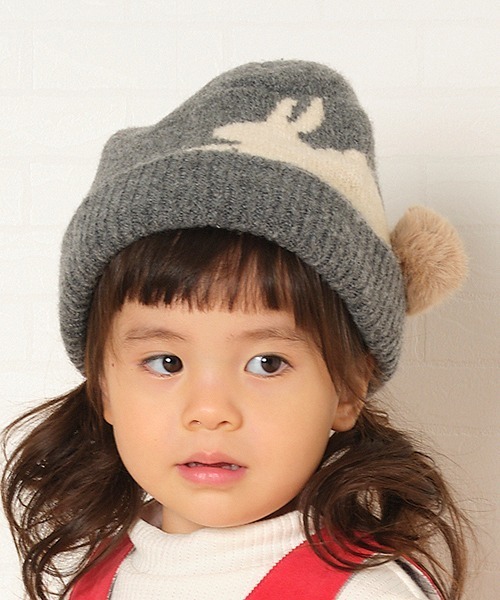 Love&Peace&Money（ラブアンドピースアンドマネー）の「ウサギ帽子（ニットキャップ/ビーニー・キッズ・グレー/ベージュ・L(52-56cm)/M(48-52cm)）」の17枚目の写真
