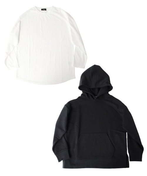 GLAZOS（グラソス）の「セットアイテム・裏毛ドロップショルダーフードトレーナー＋ドロップショルダー長袖Tシャツセット（パーカー・キッズ・ブラック/ブラウン/ライトブルー/グレー・130cm/140cm/150cm/160cm/170cm）」の21枚目の写真