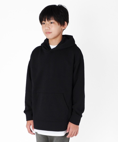 GLAZOS（グラソス）の「セットアイテム・裏毛ドロップショルダーフードトレーナー＋ドロップショルダー長袖Tシャツセット（パーカー・キッズ・ブラック/ブラウン/ライトブルー/グレー・130cm/140cm/150cm/160cm/170cm）」の18枚目の写真