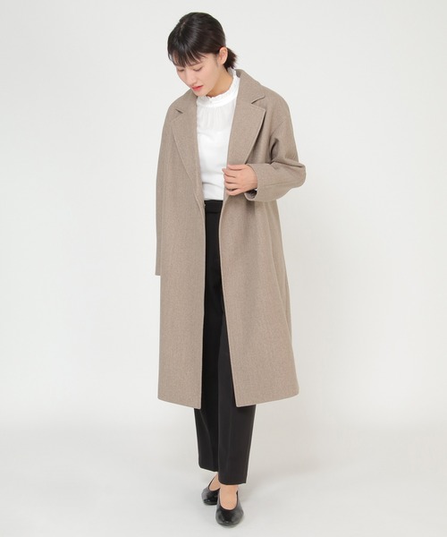 ikka（イッカ）の「フェイクウールチェスターコート（チェスターコート・レディース・ネイビー/ブラウン系その他・M/L）」の2枚目の写真