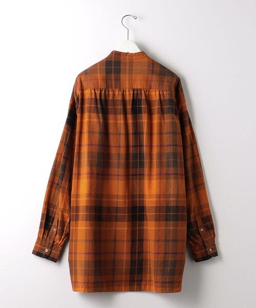 BRACTMENT(ブラクトメント)の「<BRACTMENT(ブラクトメント)>チェック ロング バンドカラー シャツ(シャツ/ブラウス・メンズ・ブラウン/オレンジ・40/36/38)」の9枚目の写真
