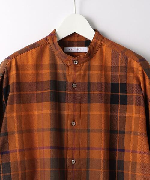 BRACTMENT(ブラクトメント)の「<BRACTMENT(ブラクトメント)>チェック ロング バンドカラー シャツ(シャツ/ブラウス・メンズ・ブラウン/オレンジ・40/36/38)」の7枚目の写真