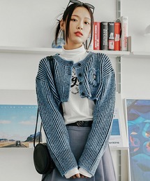 A'GEM/9 × .kom『TARGETTO/ターゲット』TWO TONE BOLERO CARDIGAN/ツートーン ボレロ カーディガン クロップド丈