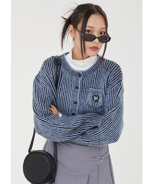 TARGETTO(ターゲット)の「A'GEM/9 × .kom『TARGETTO/ターゲット』TWO TONE BOLERO CARDIGAN/ツートーン ボレロ カーディガン クロップド丈(カーディガン/ボレロ・レディース・ライトブルー/ブラック・FREE)」の7枚目の写真