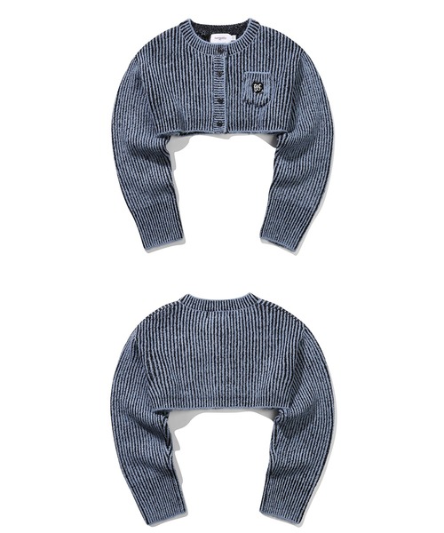 TARGETTO(ターゲット)の「A'GEM/9 × .kom『TARGETTO/ターゲット』TWO TONE BOLERO CARDIGAN/ツートーン ボレロ カーディガン クロップド丈(カーディガン/ボレロ・レディース・ライトブルー/ブラック・FREE)」の12枚目の写真