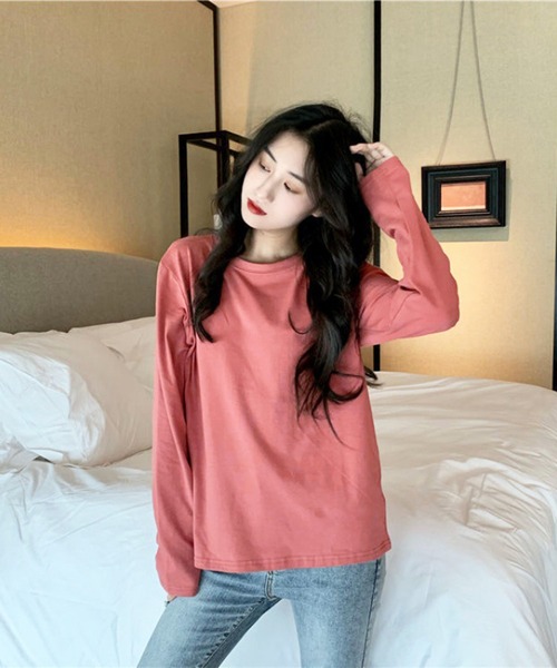 Anuenue（アヌエヌエ）の「ロングスリーブTシャツ 無地ロンT（Tシャツ/カットソー・レディース・ホワイト/ブラック/ベージュ/レッド/カーキ/ブルー/グリーン/コーラルピンク/イエロー・2L/3L/S/M/L）」の8枚目の写真