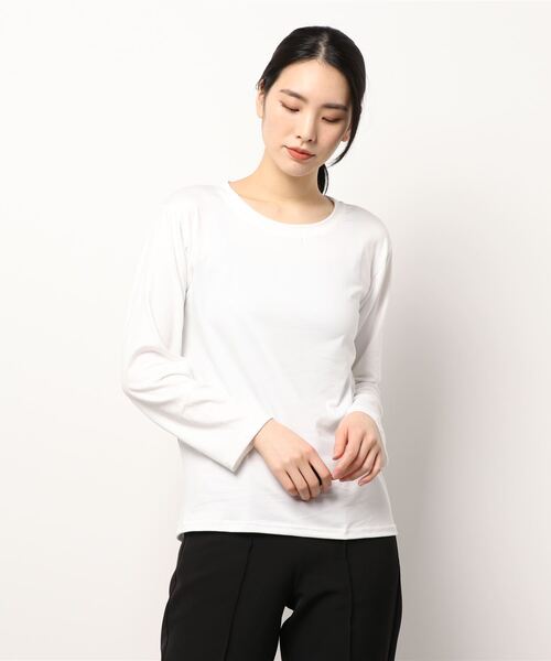 Anuenue（アヌエヌエ）の「ロングスリーブTシャツ 無地ロンT（Tシャツ/カットソー・レディース・ホワイト/ブラック/ベージュ/レッド/カーキ/ブルー/グリーン/コーラルピンク/イエロー・2L/3L/S/M/L）」の15枚目の写真