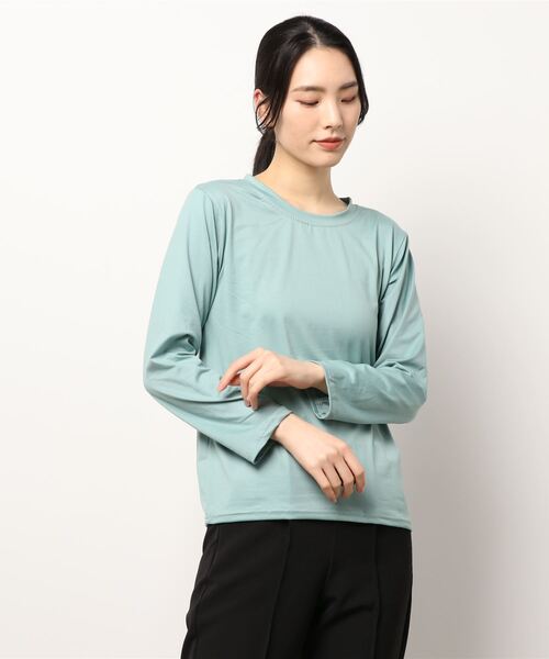 Anuenue（アヌエヌエ）の「ロングスリーブTシャツ 無地ロンT（Tシャツ/カットソー・レディース・ホワイト/ブラック/ベージュ/レッド/カーキ/ブルー/グリーン/コーラルピンク/イエロー・2L/3L/S/M/L）」の19枚目の写真