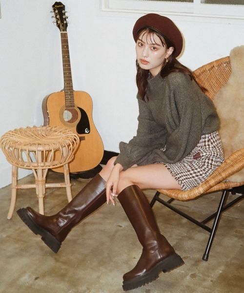 REDYAZEL（レディアゼル）の「トラックソールロングブーツ（ブーツ・レディース・ブラック/ブラウン・SMALL/MEDIUM/LARGE）」の9枚目の写真