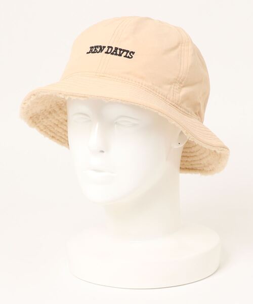 BEN DAVIS（ベンデイビス）の「【BEN DAVIS/ベンデイビス】ボアリバーシブルハット8637　ワンポイントブランドロゴ刺繍（ハット・メンズ・ホワイト/ブラック/ベージュ・FREE）」の3枚目の写真