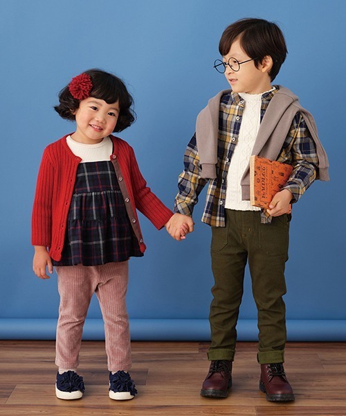 sense of wonder（センスオブワンダー）の「ヘリンボーンチェックシャツ【日本製】（シャツ/ブラウス・キッズ・イエロー/ネイビー・110cm/100cm/120cm/130cm/90cm）」の3枚目の写真