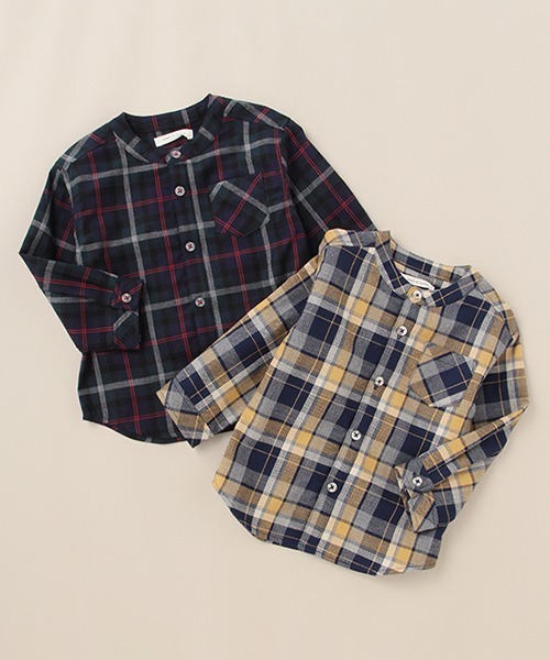 sense of wonder（センスオブワンダー）の「ヘリンボーンチェックシャツ【日本製】（シャツ/ブラウス・キッズ・イエロー/ネイビー・110cm/100cm/120cm/130cm/90cm）」の6枚目の写真