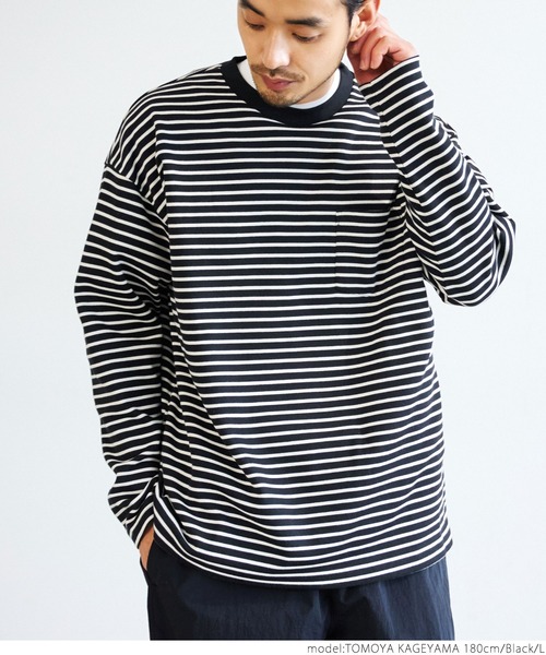 coca（coca）（コカ）の「メンズ ポンチボーダースウェットロンTee（スウェット・メンズ・ブラック/グリーン・M/L/XL）」の10枚目の写真