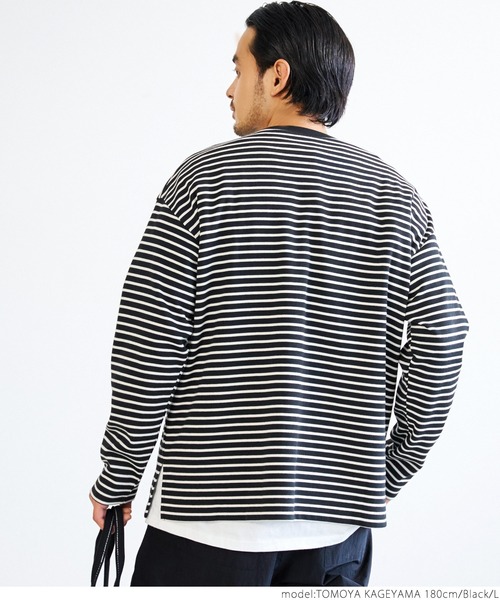 coca（coca）（コカ）の「メンズ ポンチボーダースウェットロンTee（スウェット・メンズ・ブラック/グリーン・M/L/XL）」の12枚目の写真