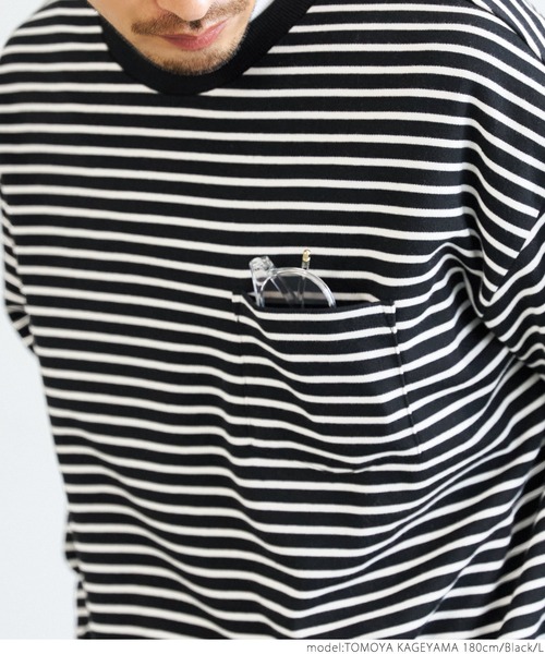 coca（coca）（コカ）の「メンズ ポンチボーダースウェットロンTee（スウェット・メンズ・ブラック/グリーン・M/L/XL）」の14枚目の写真