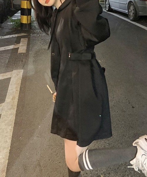 Primazel（プリマゼル）の「裏起毛 スウェット ミニ丈ワンピース（ワンピース・レディース・ブラック/グレー・M）」の5枚目の写真