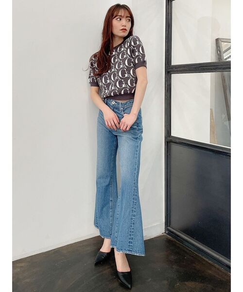 GYDA(ジェイダ)の「GYDA PATTERNハーフスリーブニットトップス(ニット/セーター・レディース・オフホワイト/チャコールグレー・FREE)」の20枚目の写真