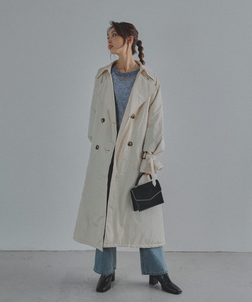 Fashion Letter（ファッションレター）の「中綿トレンチコート（トレンチコート・レディース・アイボリー/ベージュ/ブラック・M/L）」の3枚目の写真