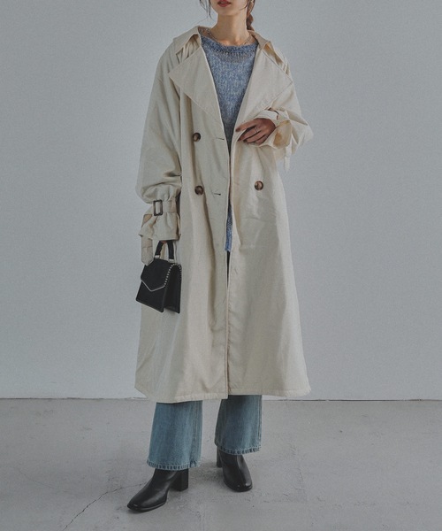 Fashion Letter（ファッションレター）の「中綿トレンチコート（トレンチコート・レディース・アイボリー/ベージュ/ブラック・M/L）」の7枚目の写真