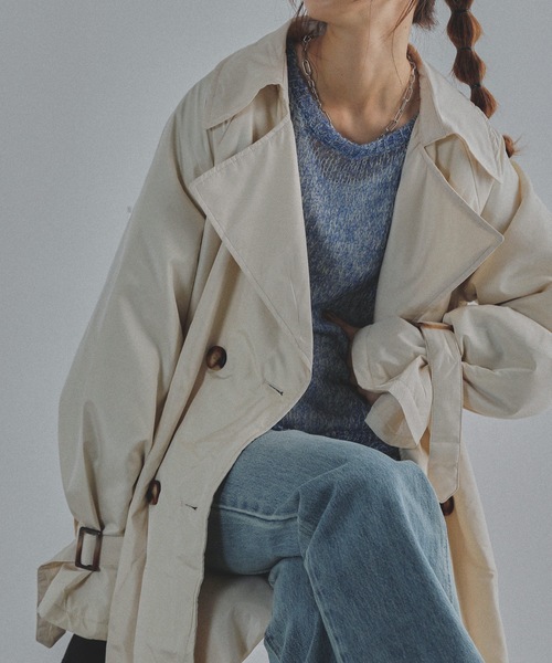 Fashion Letter（ファッションレター）の「中綿トレンチコート（トレンチコート・レディース・アイボリー/ベージュ/ブラック・M/L）」の12枚目の写真
