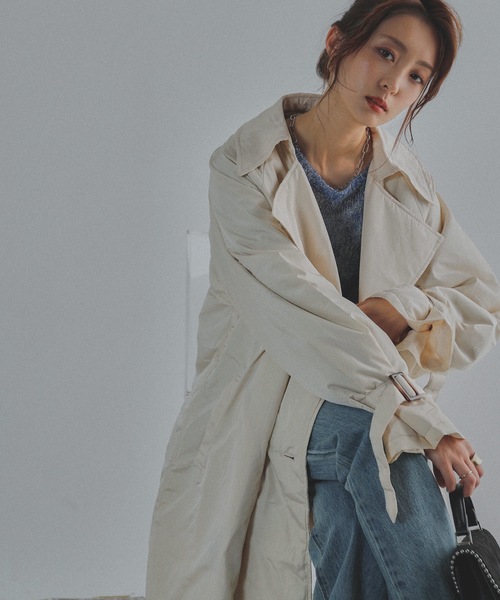 Fashion Letter（ファッションレター）の「中綿トレンチコート（トレンチコート・レディース・アイボリー/ベージュ/ブラック・M/L）」の13枚目の写真