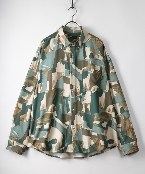 SlashDate(スラッシュデイト)の「総柄プリントジョーゼットドレープシャツ/とろみシャツ/オーバーサイズシャツ/レトロ風(シャツ/ブラウス・メンズ・ホワイト/チャコールグレー/ブラック/ブラウン/グレー/ブルー/ホワイト系その他/ブラック系その他/ブラウン系その他/ホワイト系その他2/ブラック系その他2/ブラック系その他3/ブラウン系その他2・M/L)」の11枚目の写真