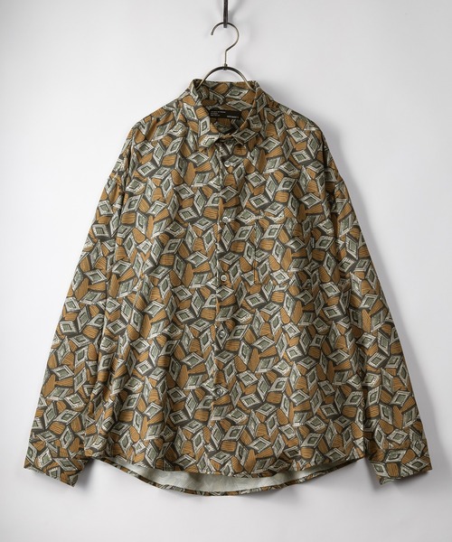 SlashDate(スラッシュデイト)の「総柄プリントジョーゼットドレープシャツ/とろみシャツ/オーバーサイズシャツ/レトロ風(シャツ/ブラウス・メンズ・ホワイト/チャコールグレー/ブラック/ブラウン/グレー/ブルー/ホワイト系その他/ブラック系その他/ブラウン系その他/ホワイト系その他2/ブラック系その他2/ブラック系その他3/ブラウン系その他2・M/L)」の1枚目の写真