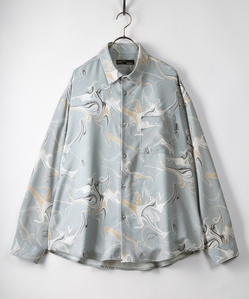 SlashDate(スラッシュデイト)の「総柄プリントジョーゼットドレープシャツ/とろみシャツ/オーバーサイズシャツ/レトロ風(シャツ/ブラウス・メンズ・ホワイト/チャコールグレー/ブラック/ブラウン/グレー/ブルー/ホワイト系その他/ブラック系その他/ブラウン系その他/ホワイト系その他2/ブラック系その他2/ブラック系その他3/ブラウン系その他2・M/L)」の13枚目の写真